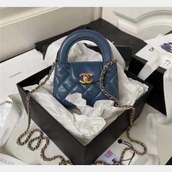 Chanel Shiny Aged Calfskin Clutch with Chain AP3435 Blue 2023 (yezi-231020021)