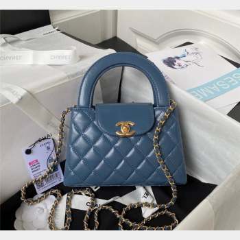 Chanel Shiny Aged Calfskin Mini Shopping Bag AS4416 Blue 2023 (yezi-231020022)