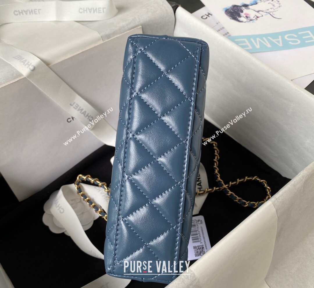 Chanel Shiny Aged Calfskin Mini Shopping Bag AS4416 Blue 2023 (yezi-231020022)