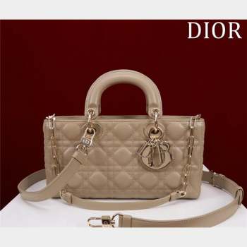 Dior Medium Lady D-Joy Bag in Cannage Lambskin Rose Beige 2023 1021 (XXG-231021057)