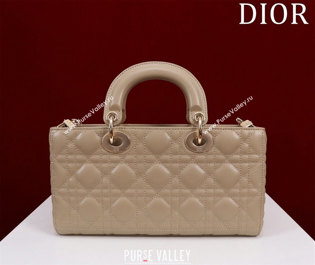 Dior Medium Lady D-Joy Bag in Cannage Lambskin Rose Beige 2023 1021 (XXG-231021057)