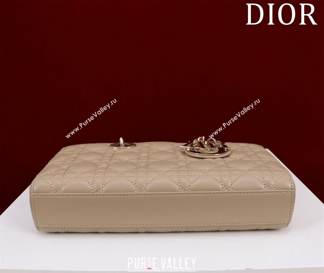 Dior Medium Lady D-Joy Bag in Cannage Lambskin Rose Beige 2023 1021 (XXG-231021057)