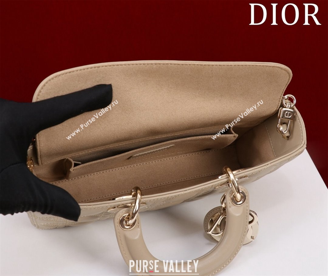 Dior Medium Lady D-Joy Bag in Cannage Lambskin Rose Beige 2023 1021 (XXG-231021057)