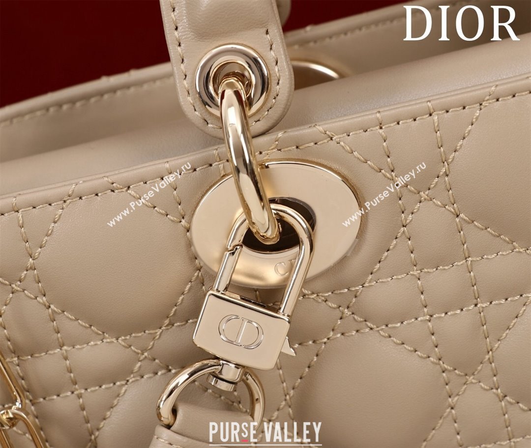 Dior Medium Lady D-Joy Bag in Cannage Lambskin Rose Beige 2023 1021 (XXG-231021057)