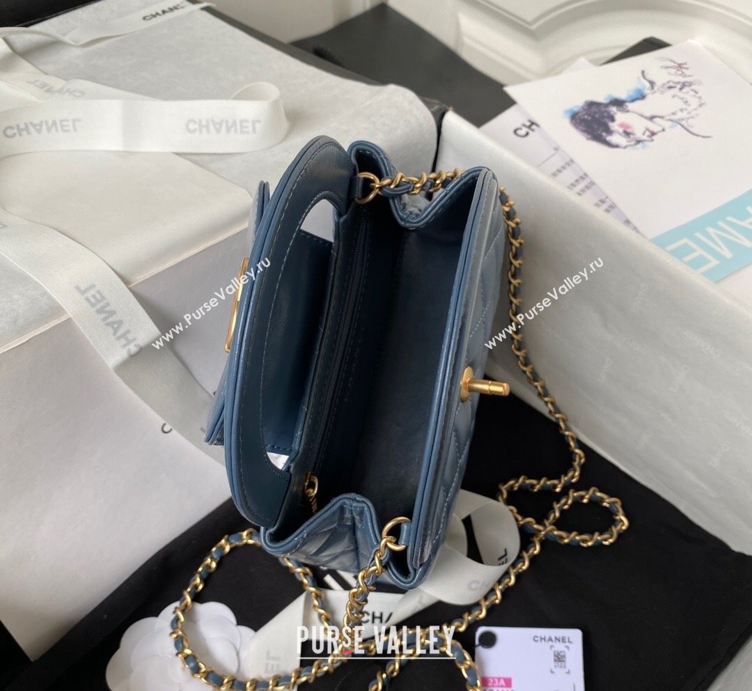 Chanel Shiny Aged Calfskin Mini Shopping Bag AS4416 Blue 2023 (yezi-231020022)