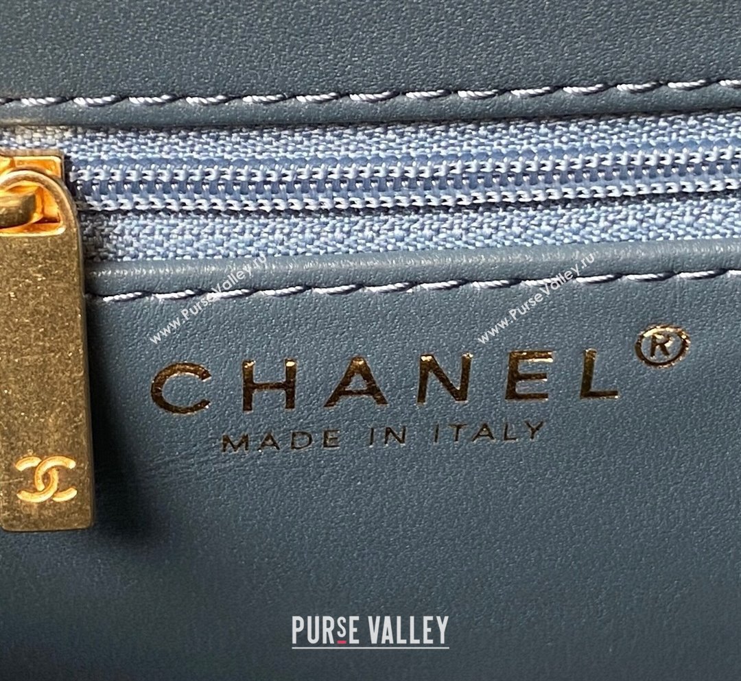 Chanel Shiny Aged Calfskin Mini Shopping Bag AS4416 Blue 2023 (yezi-231020022)