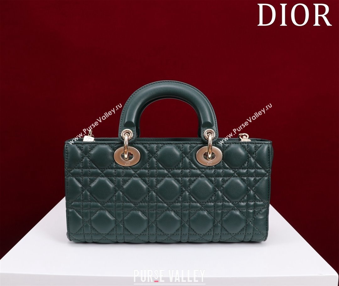 Dior Medium Lady D-Joy Bag in Cannage Lambskin Dark Green 2023 1021 (XXG-231021060)