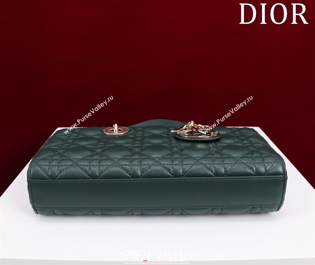 Dior Medium Lady D-Joy Bag in Cannage Lambskin Dark Green 2023 1021 (XXG-231021060)