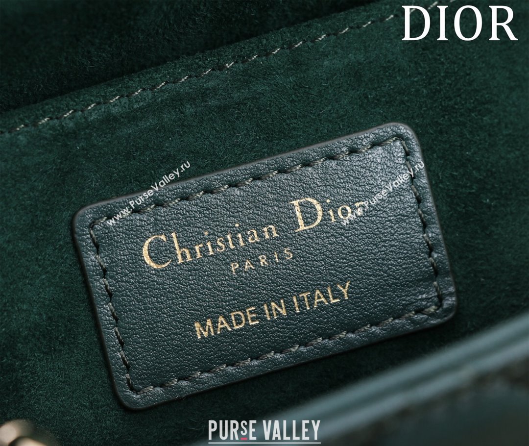 Dior Medium Lady D-Joy Bag in Cannage Lambskin Dark Green 2023 1021 (XXG-231021060)