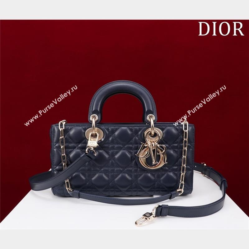 Dior Medium Lady D-Joy Bag in Cannage Lambskin Dark Blue 2023 1021 (XXG-231021062)