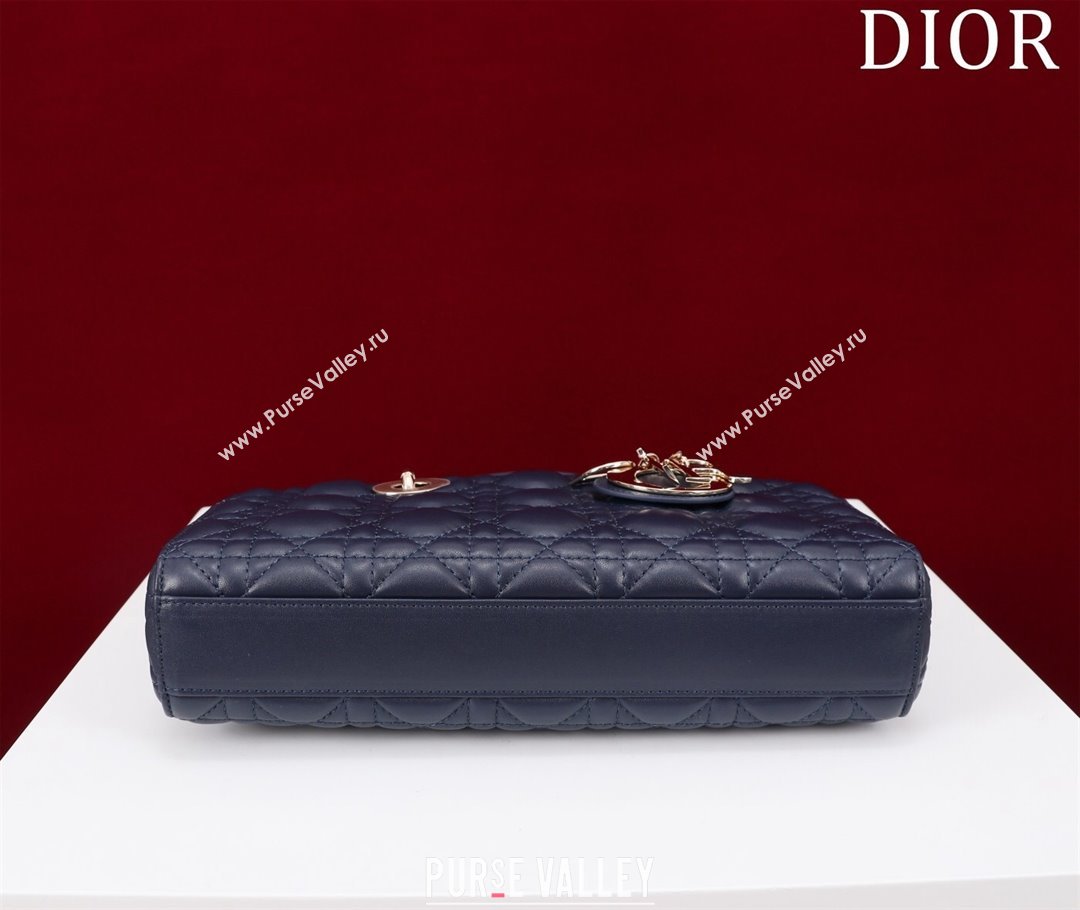 Dior Medium Lady D-Joy Bag in Cannage Lambskin Dark Blue 2023 1021 (XXG-231021062)