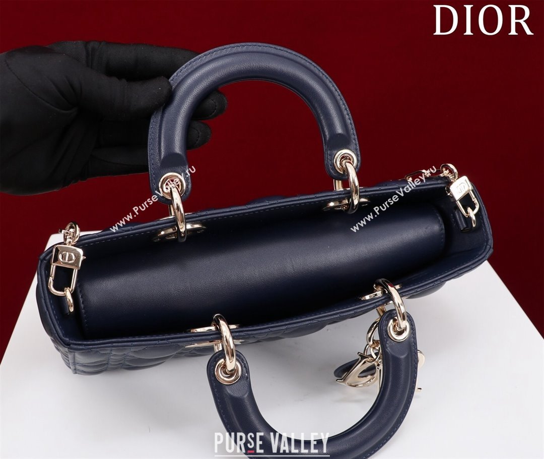 Dior Medium Lady D-Joy Bag in Cannage Lambskin Dark Blue 2023 1021 (XXG-231021062)