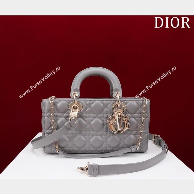 Dior Medium Lady D-Joy Bag in Cannage Lambskin Grey 2023 1021 (XXG-231021063)