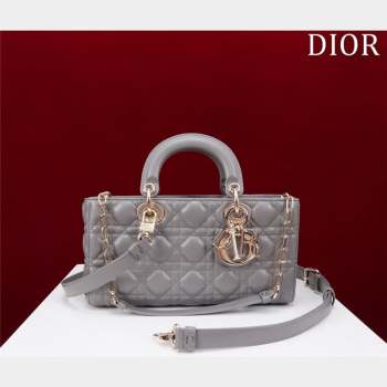 Dior Medium Lady D-Joy Bag in Cannage Lambskin Grey 2023 1021 (XXG-231021063)