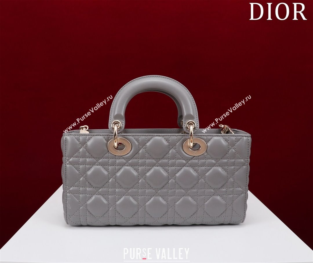 Dior Medium Lady D-Joy Bag in Cannage Lambskin Grey 2023 1021 (XXG-231021063)