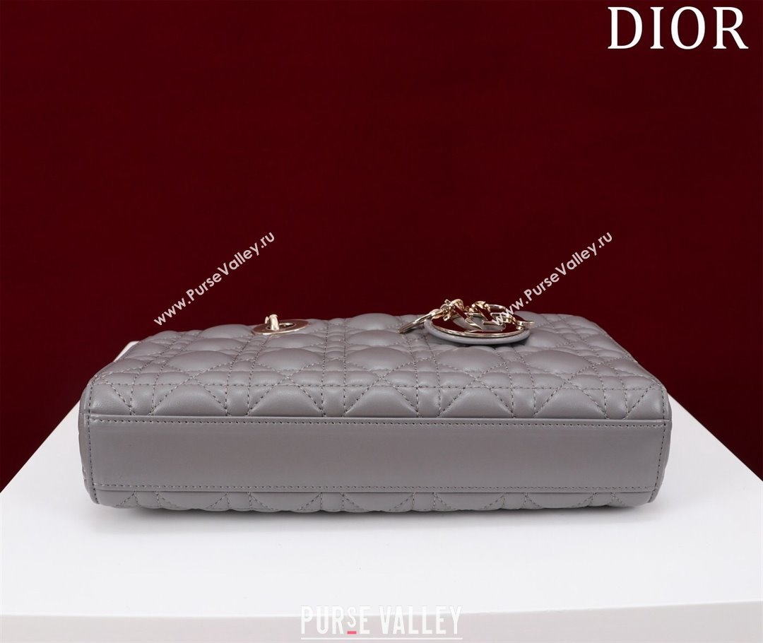 Dior Medium Lady D-Joy Bag in Cannage Lambskin Grey 2023 1021 (XXG-231021063)