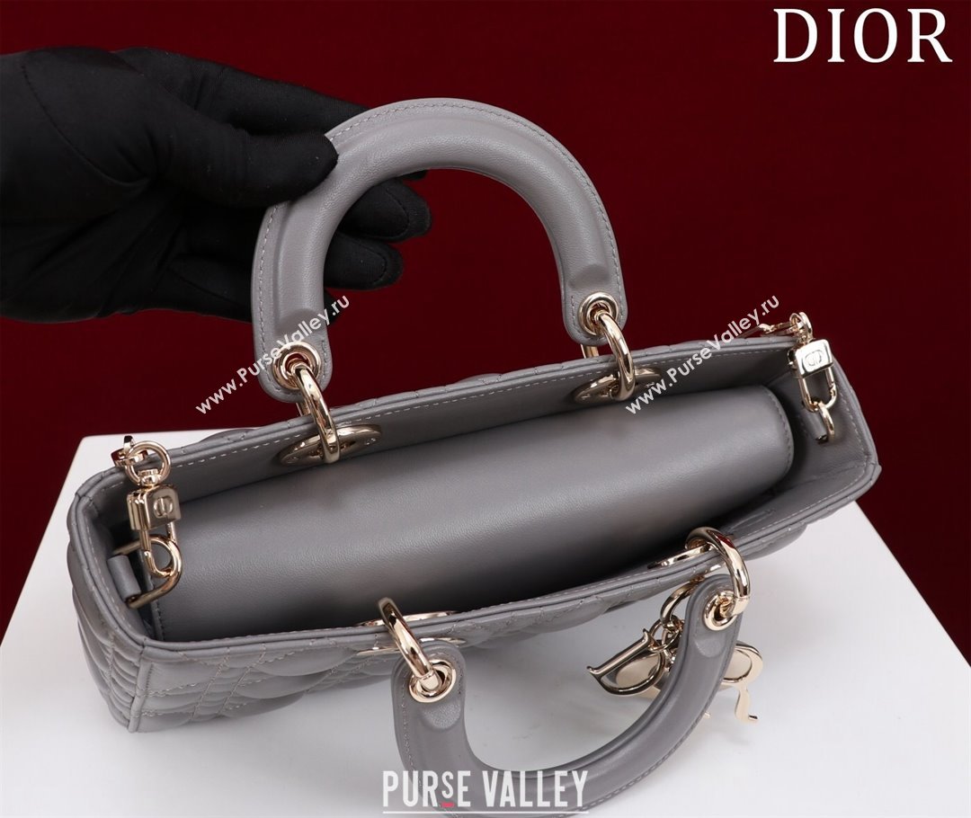 Dior Medium Lady D-Joy Bag in Cannage Lambskin Grey 2023 1021 (XXG-231021063)