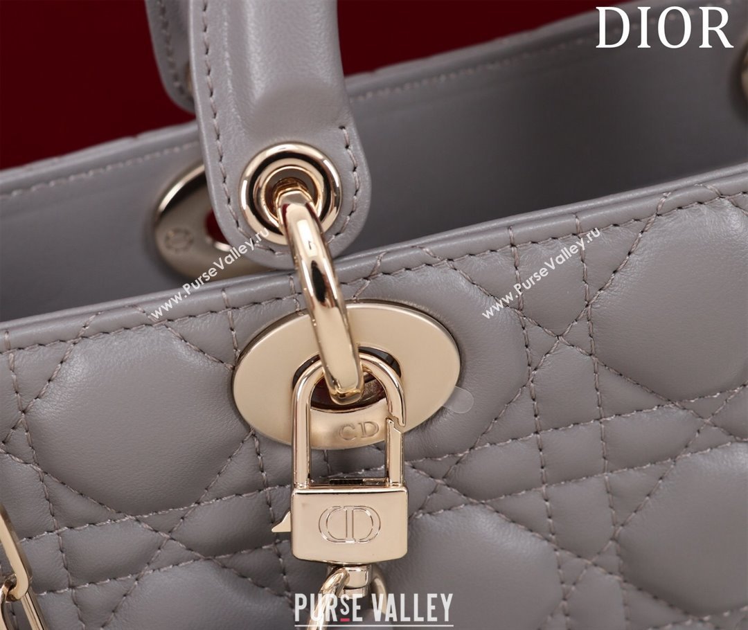 Dior Medium Lady D-Joy Bag in Cannage Lambskin Grey 2023 1021 (XXG-231021063)