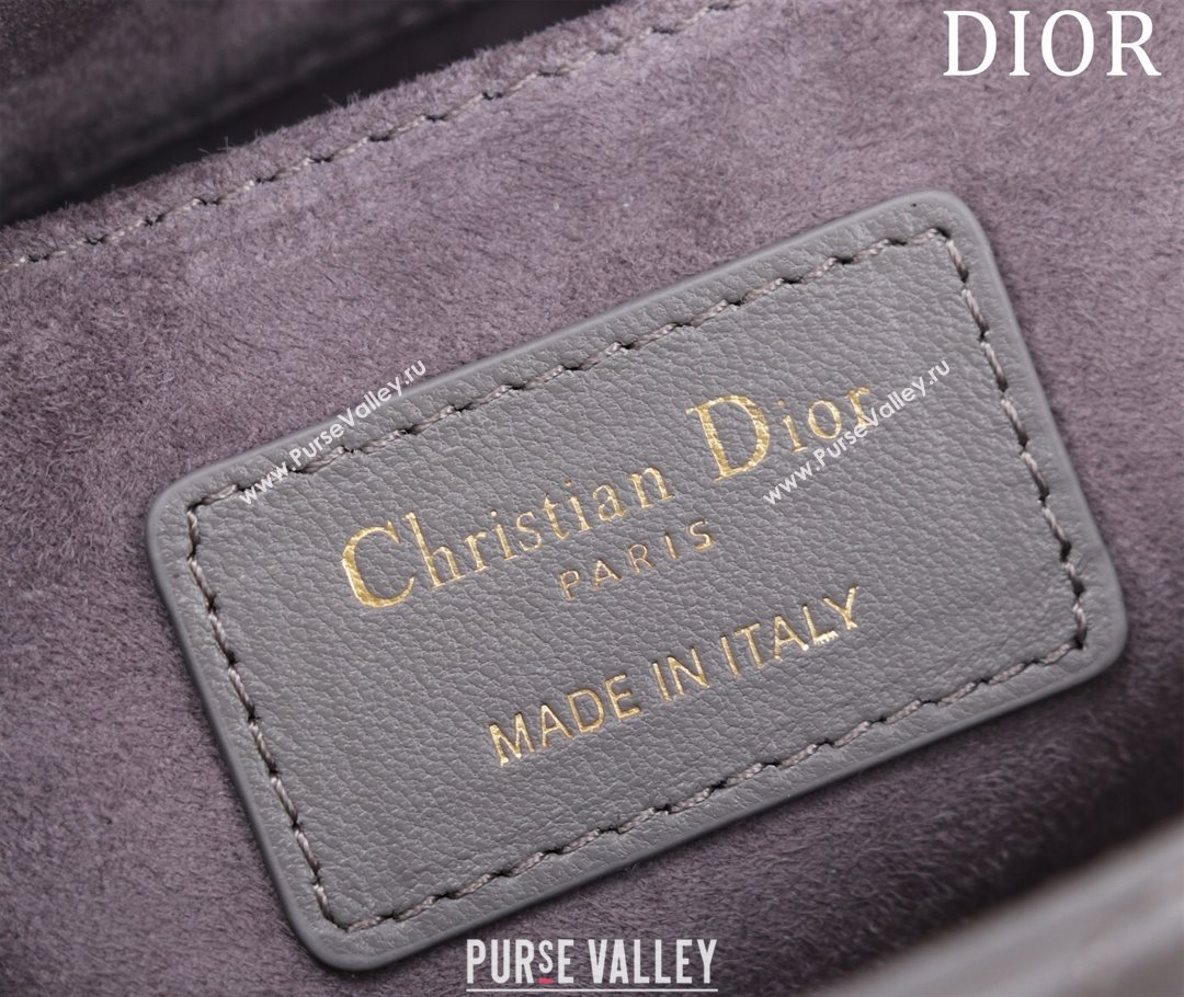 Dior Medium Lady D-Joy Bag in Cannage Lambskin Grey 2023 1021 (XXG-231021063)