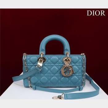 Dior Medium Lady D-Joy Bag in Cannage Lambskin Blue 2 2023 1021 (XXG-231021064)