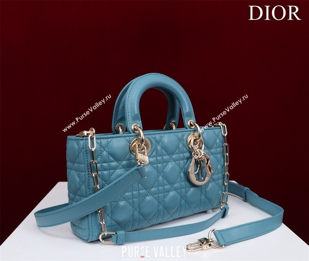 Dior Medium Lady D-Joy Bag in Cannage Lambskin Blue 2 2023 1021 (XXG-231021064)