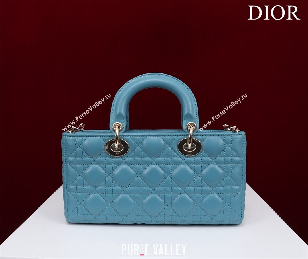 Dior Medium Lady D-Joy Bag in Cannage Lambskin Blue 2 2023 1021 (XXG-231021064)