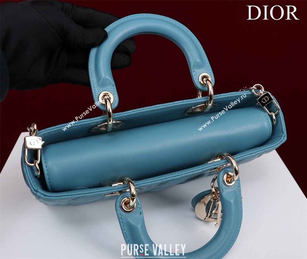 Dior Medium Lady D-Joy Bag in Cannage Lambskin Blue 2 2023 1021 (XXG-231021064)