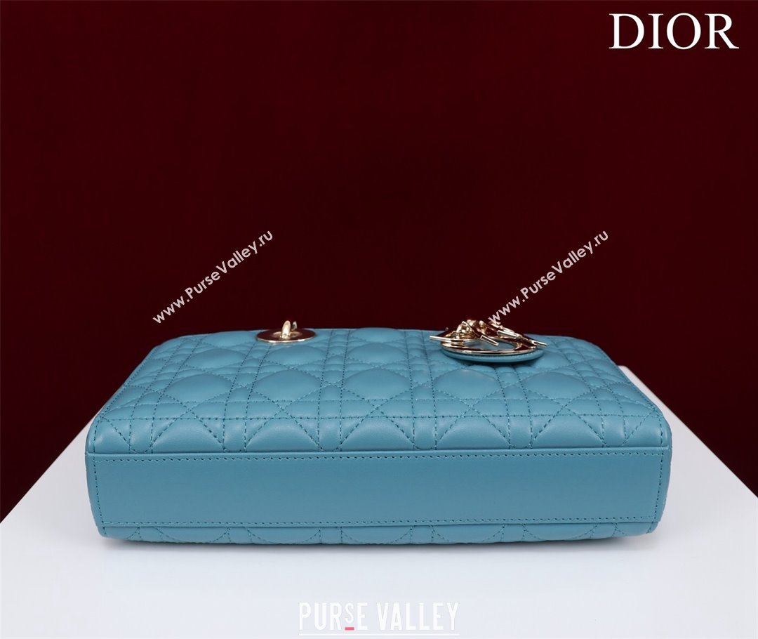 Dior Medium Lady D-Joy Bag in Cannage Lambskin Blue 2 2023 1021 (XXG-231021064)