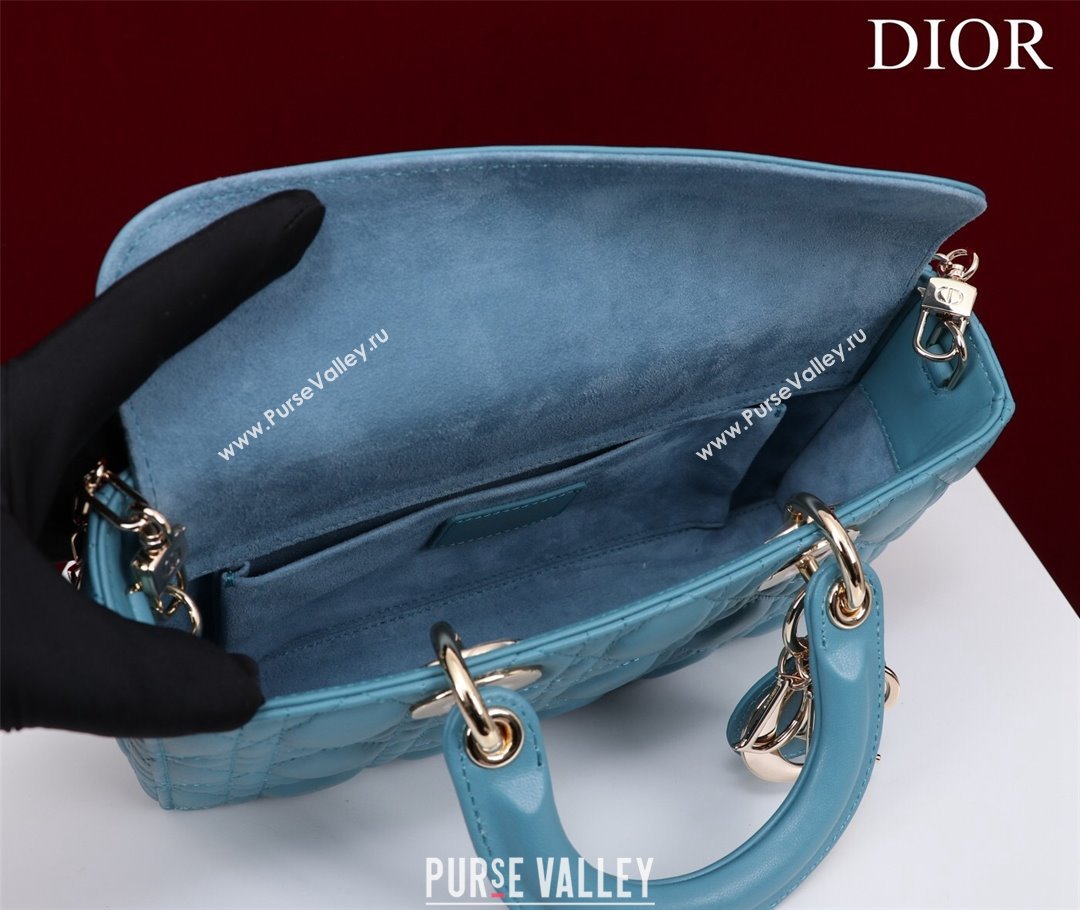 Dior Medium Lady D-Joy Bag in Cannage Lambskin Blue 2 2023 1021 (XXG-231021064)