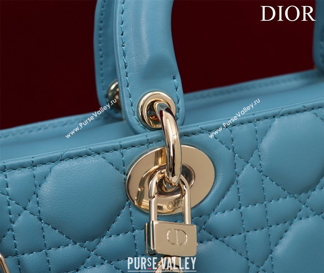 Dior Medium Lady D-Joy Bag in Cannage Lambskin Blue 2 2023 1021 (XXG-231021064)