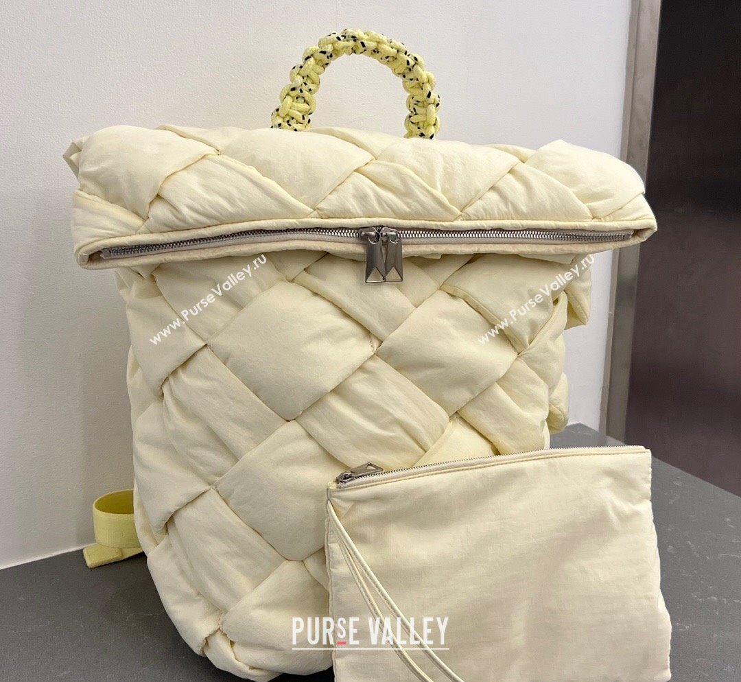 Bottega Veneta Backpack bag in Intreccio Nylon Washed Lemon Yellow 2023 690891 (WT-231023101)