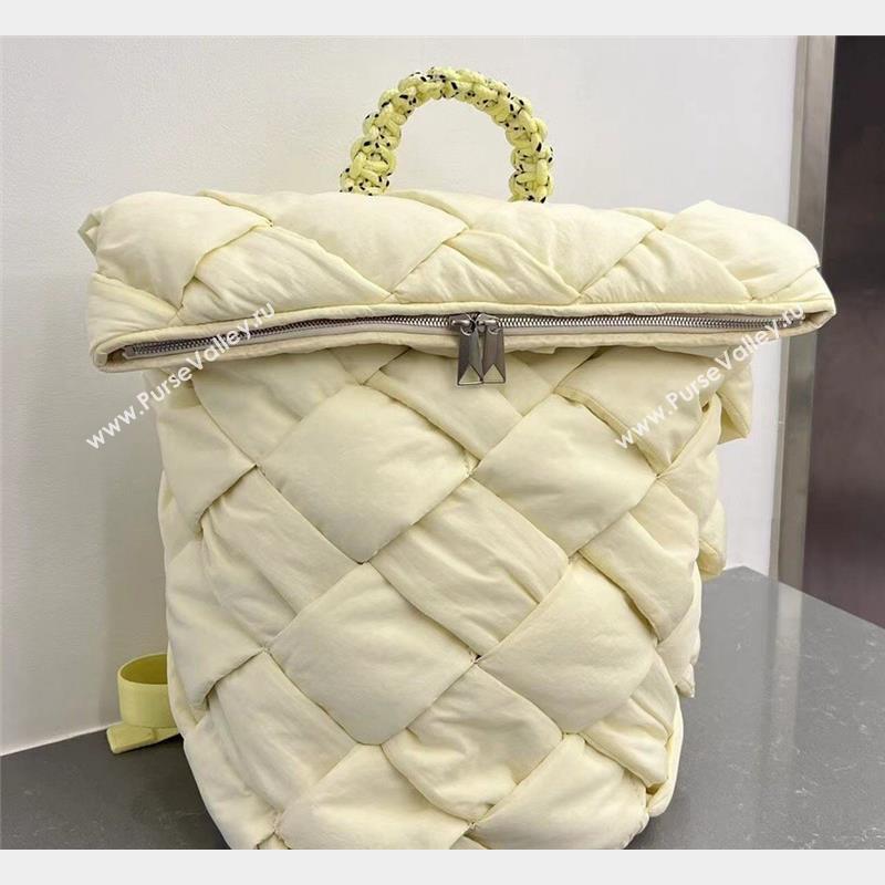 Bottega Veneta Backpack bag in Intreccio Nylon Washed Lemon Yellow 2023 690891 (WT-231023101)