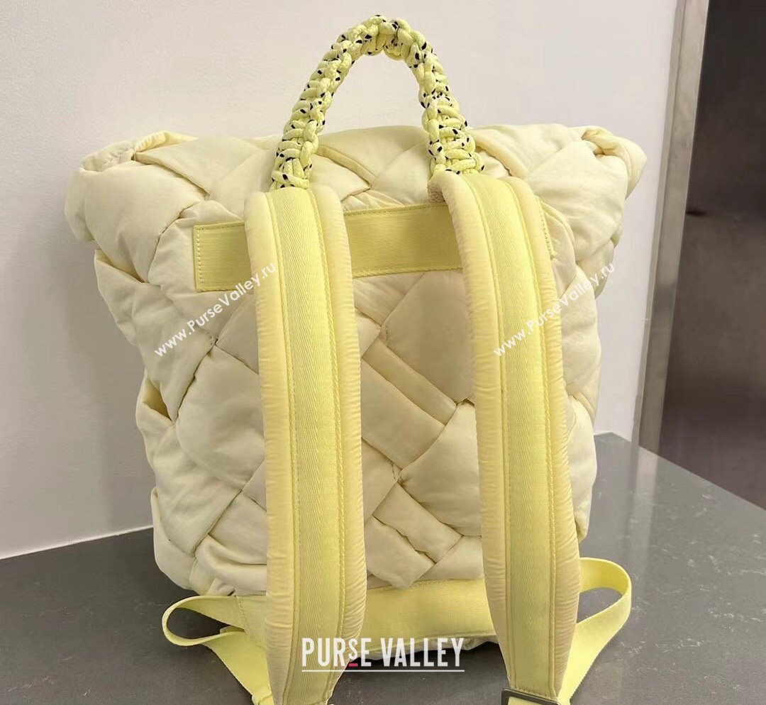 Bottega Veneta Backpack bag in Intreccio Nylon Washed Lemon Yellow 2023 690891 (WT-231023101)