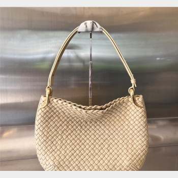 Bottega Veneta Small Clicker Shoulder Bag in Padded Intreccio Leather Porridge Beige 2023 730968 (WT-231023107)