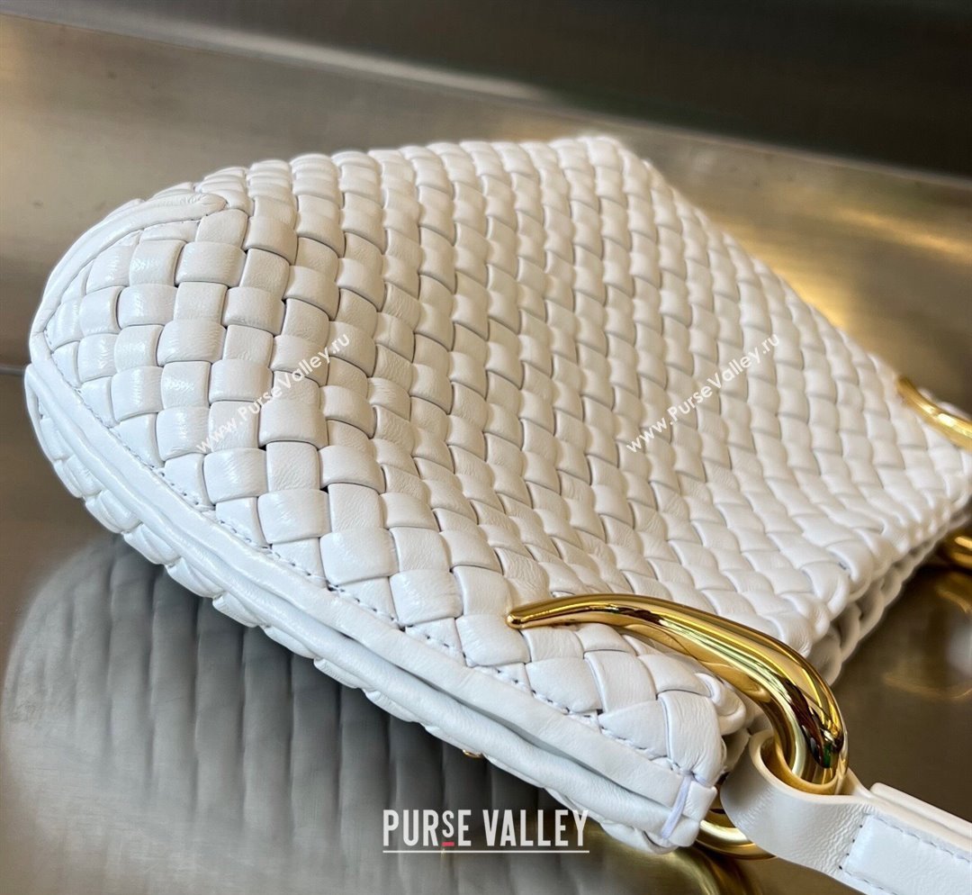 Bottega Veneta Small Clicker Shoulder Bag in Padded Intreccio Leather White 2023 730968 (WT-231023108)