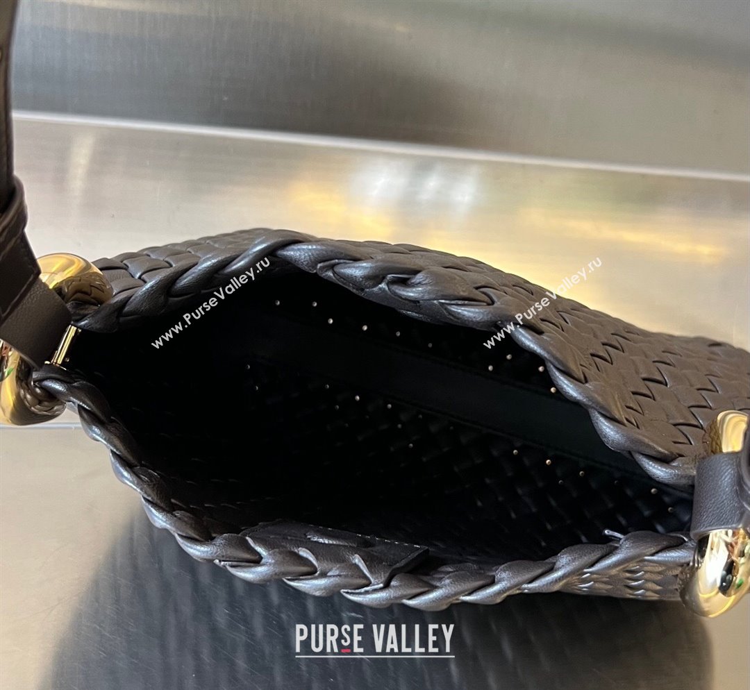 Bottega Veneta Small Clicker Shoulder Bag in Padded Intreccio Leather Fondant Brown 2023 730968 (WT-231023109)