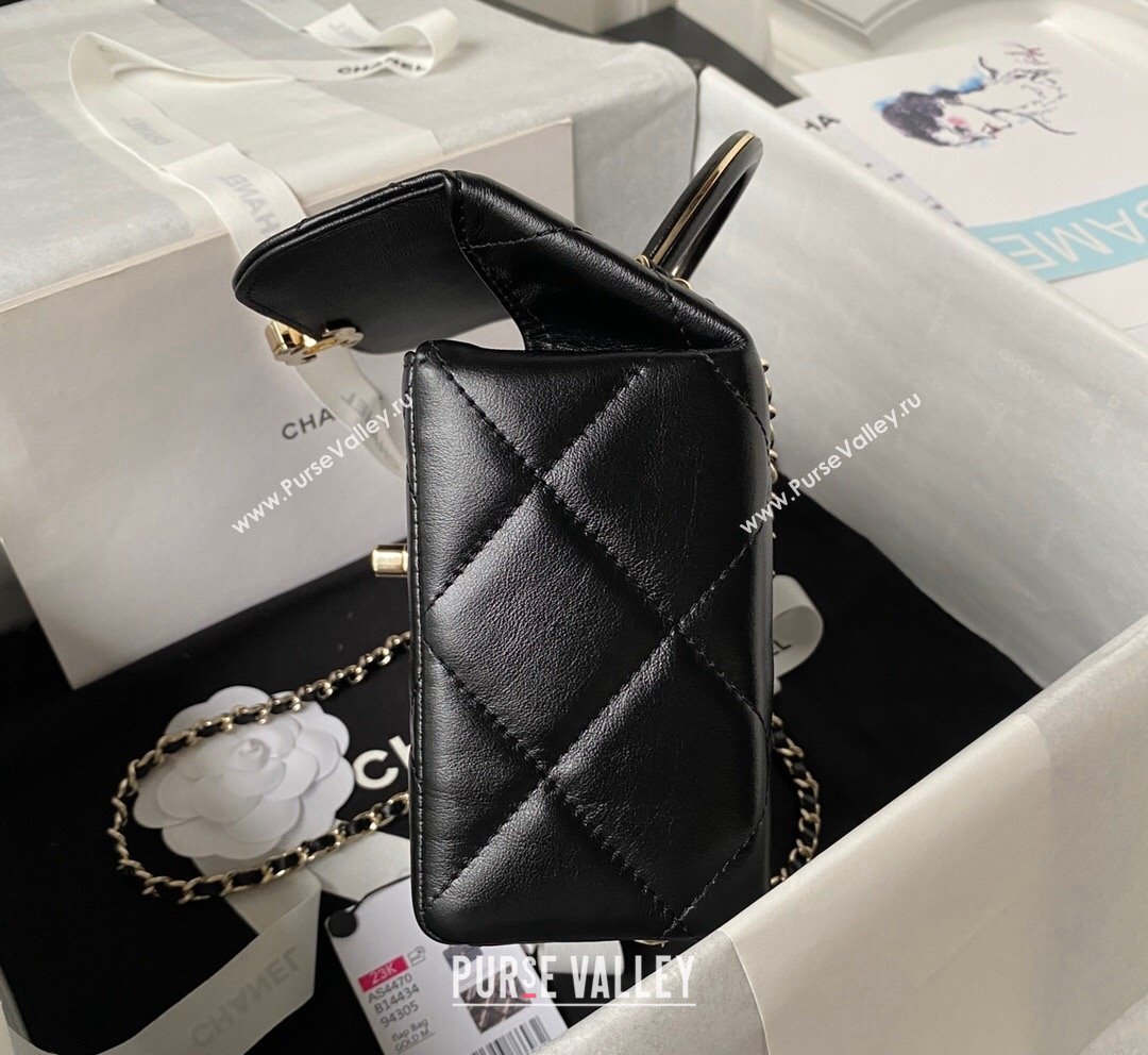 Chanel Quilted Shiny Calfskin Small Box Bag AS4470 Black 2023 (yezi-231020032)