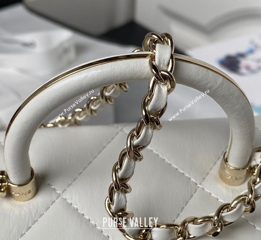 Chanel Quilted Shiny Calfskin Small Box Bag AS4470 White 2023 (yezi-231020033)