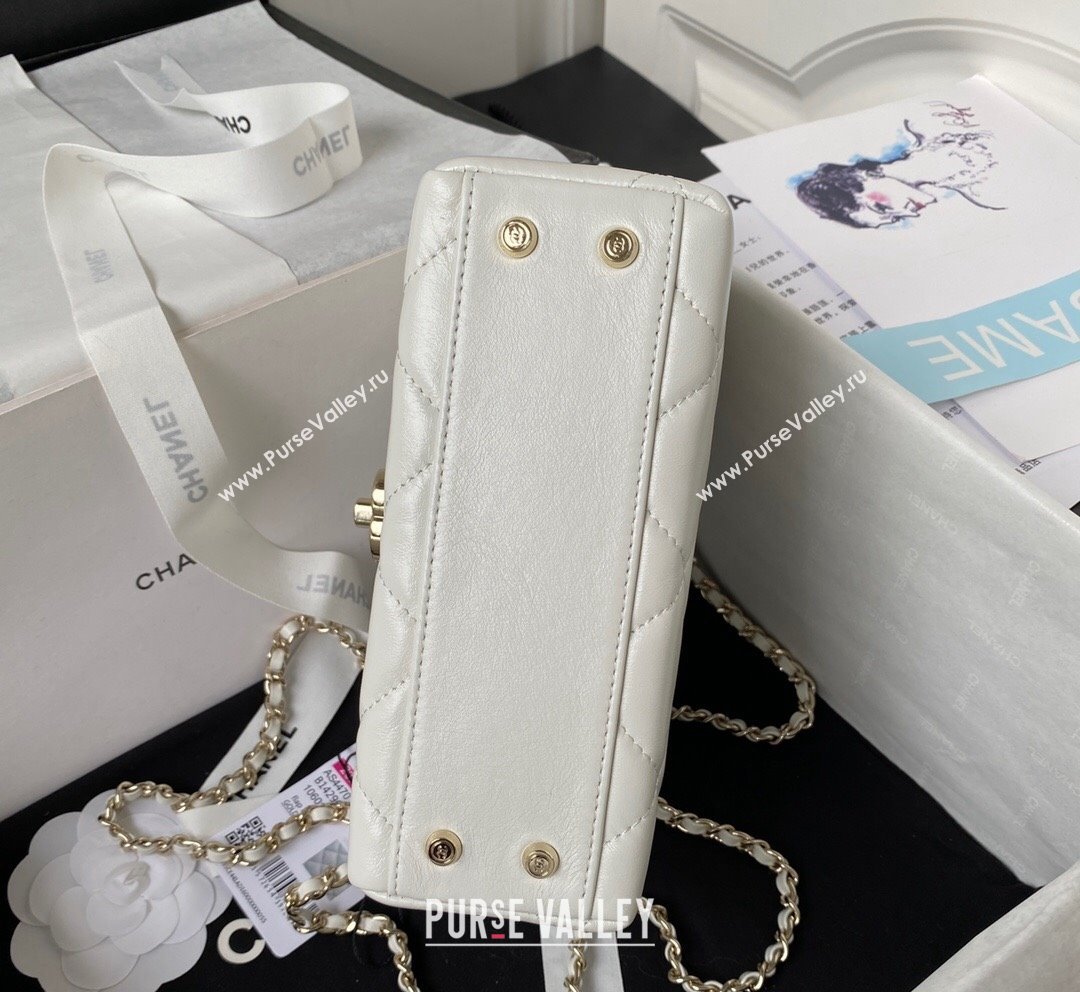 Chanel Quilted Shiny Calfskin Small Box Bag AS4470 White 2023 (yezi-231020033)