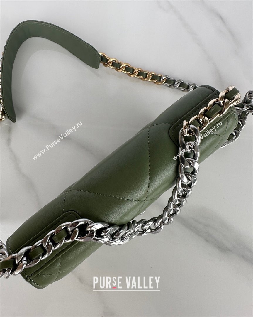 Chanel 19 Shiny Lambskin Wallet on Chain WOC AP3267 Green 2023 (yezi-231020010)