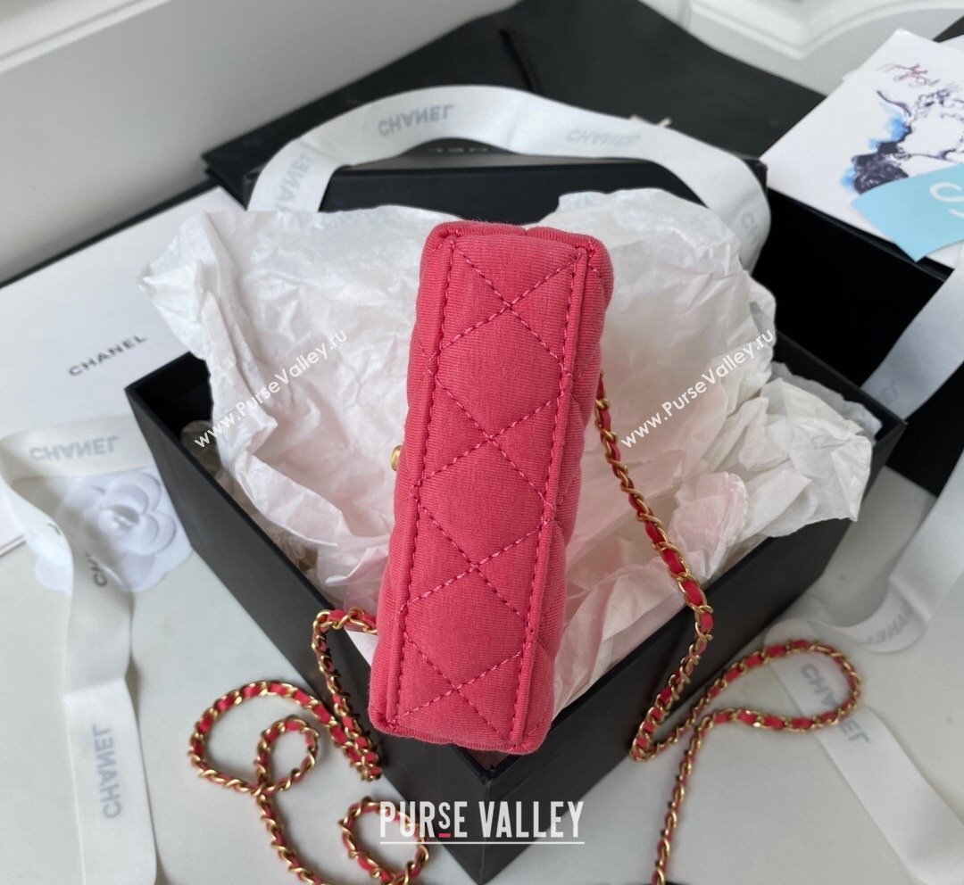 Chanel Knit Fabric Clutch with Chain AP3435 Dark Pink 2023 (yezi-231020019)