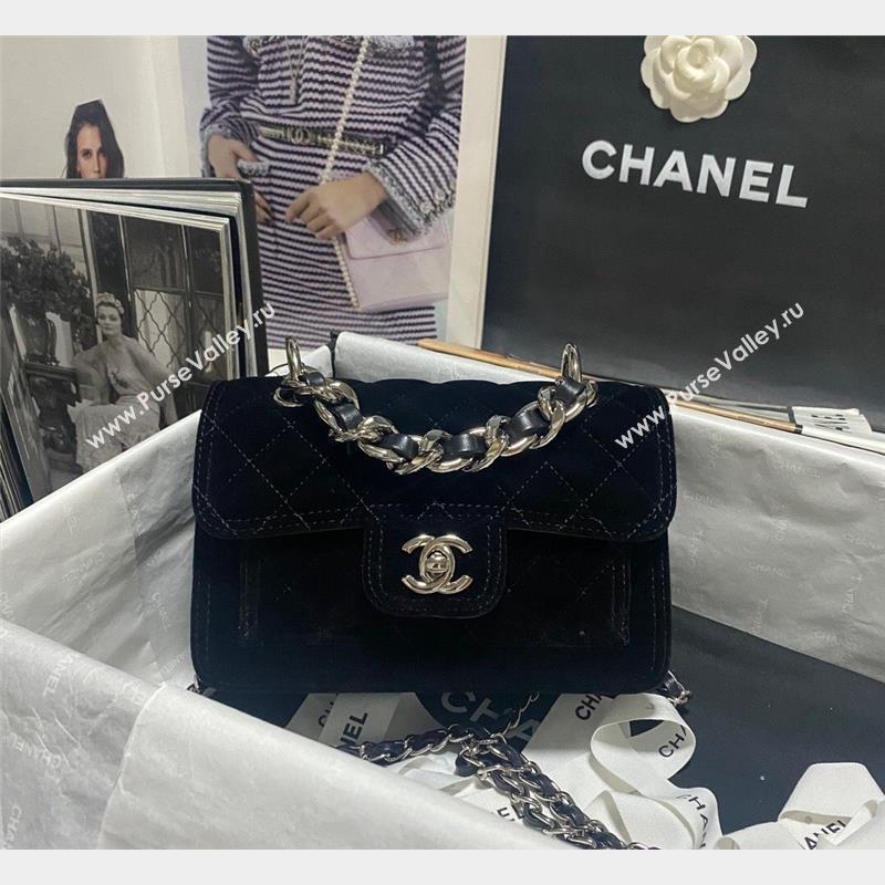 Chanel Quilted Velvet Small Flap Bag AS4051 Black 2023 (SS-231020069)