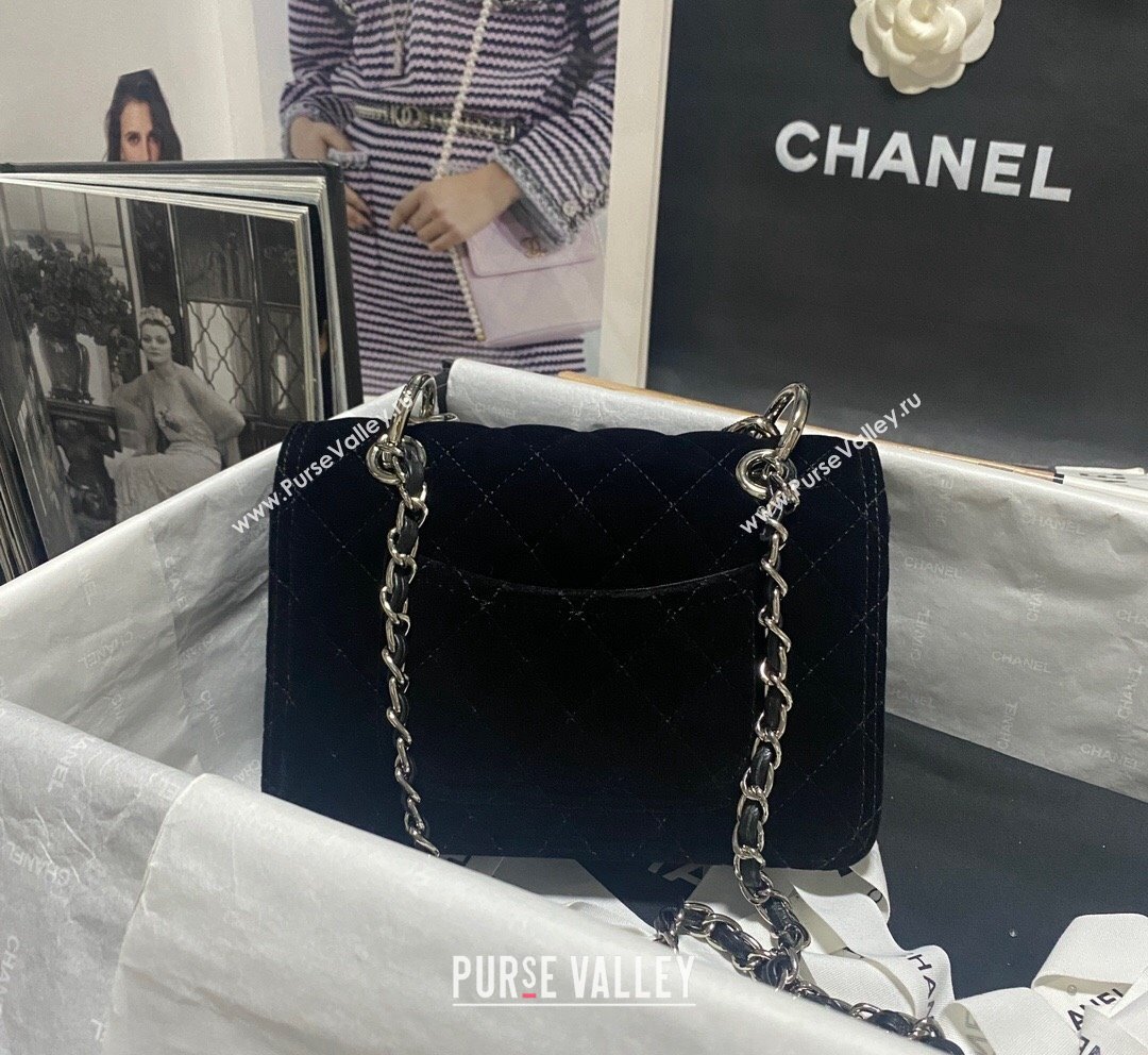 Chanel Quilted Velvet Small Flap Bag AS4051 Black 2023 (SS-231020069)