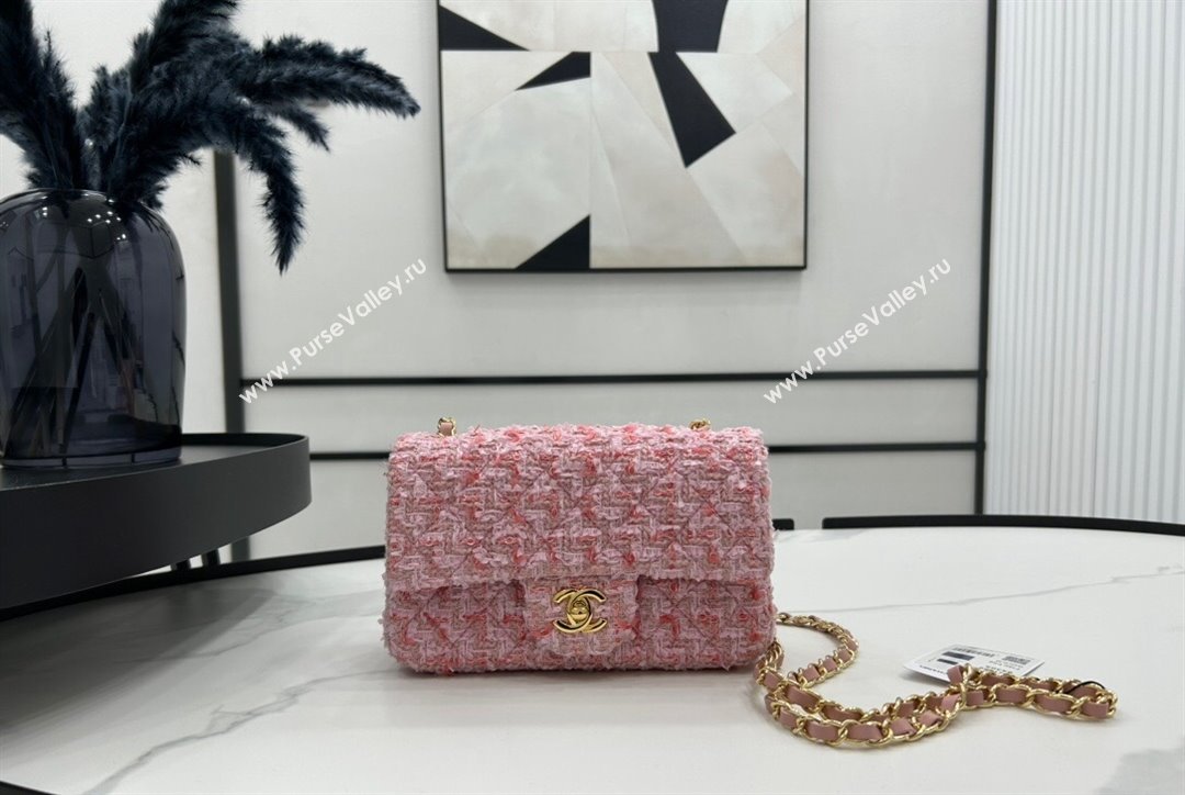 Chanel Classic Tweed Mini Flap Bag A01116 Light Pink 2023 1020 (yezi-231020056)