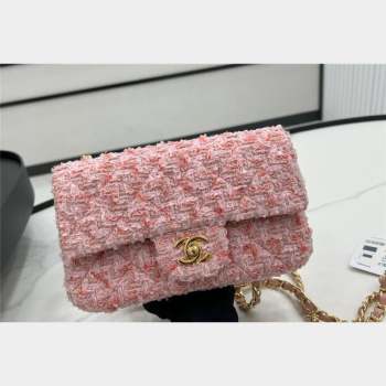 Chanel Classic Tweed Mini Flap Bag A01116 Light Pink 2023 1020 (yezi-231020056)