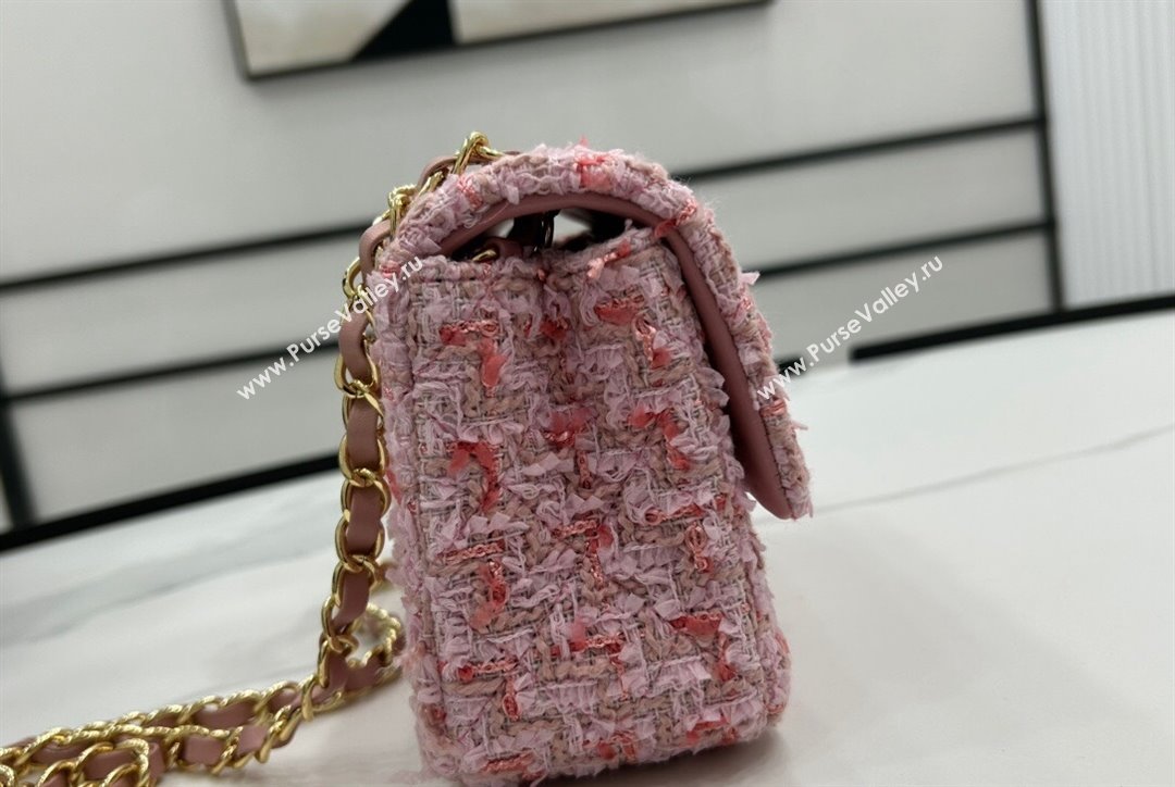 Chanel Classic Tweed Mini Flap Bag A01116 Light Pink 2023 1020 (yezi-231020056)