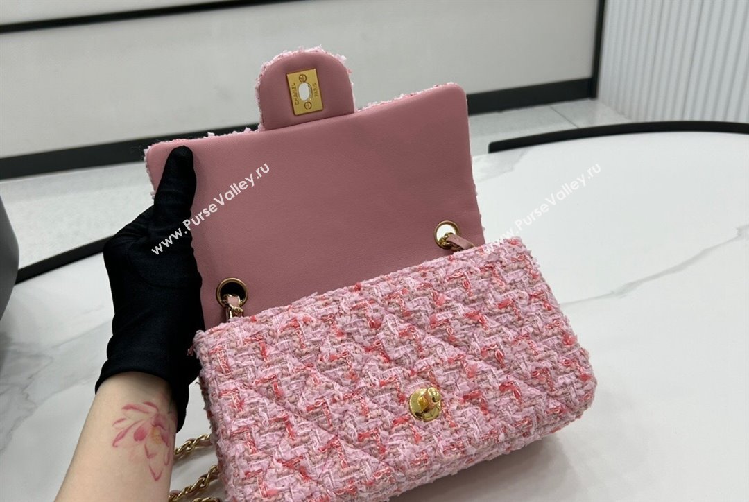 Chanel Classic Tweed Mini Flap Bag A01116 Light Pink 2023 1020 (yezi-231020056)