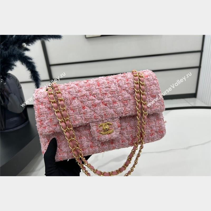 Chanel Classic Tweed Medium Flap Bag A01112 Light Pink 2023 1020 (yezi-231020047)