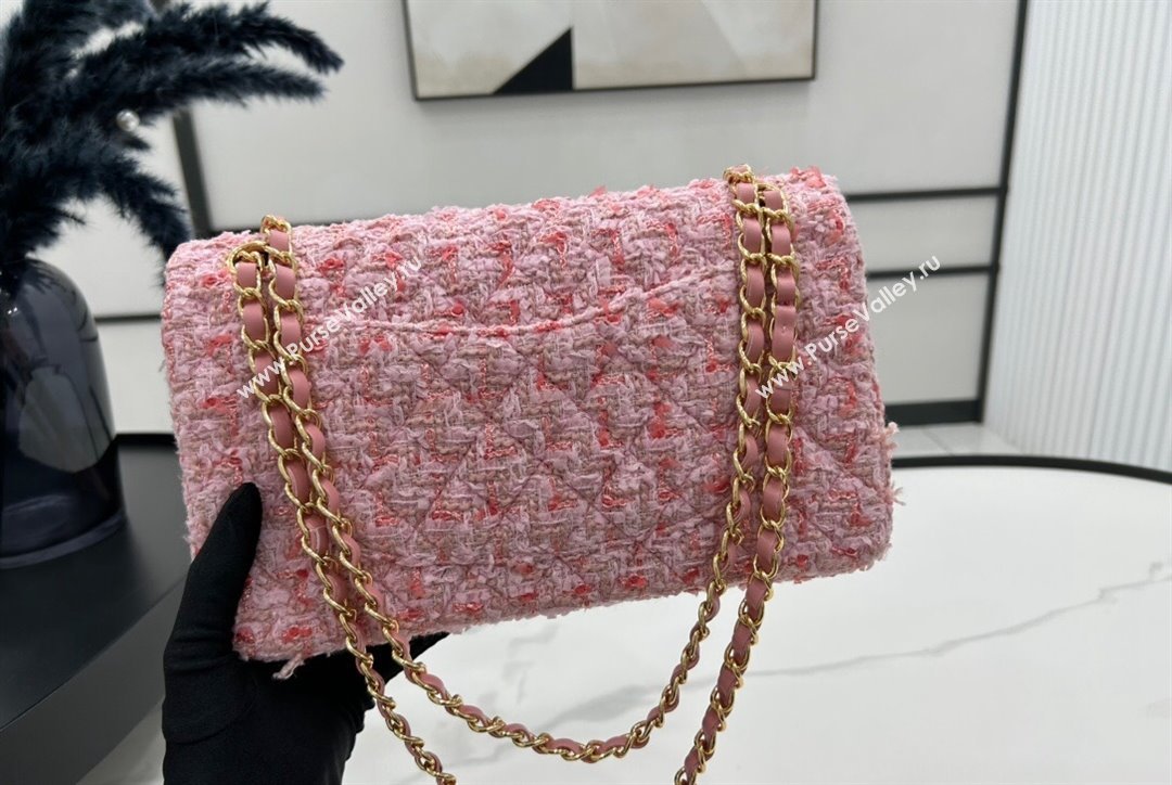 Chanel Classic Tweed Medium Flap Bag A01112 Light Pink 2023 1020 (yezi-231020047)