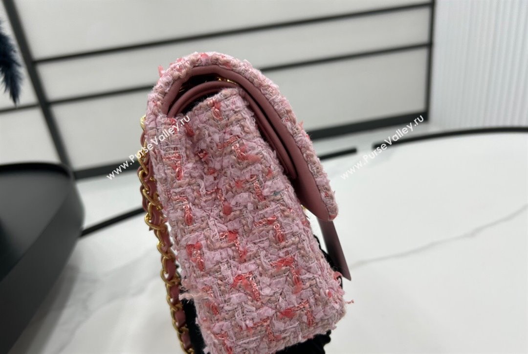 Chanel Classic Tweed Medium Flap Bag A01112 Light Pink 2023 1020 (yezi-231020047)